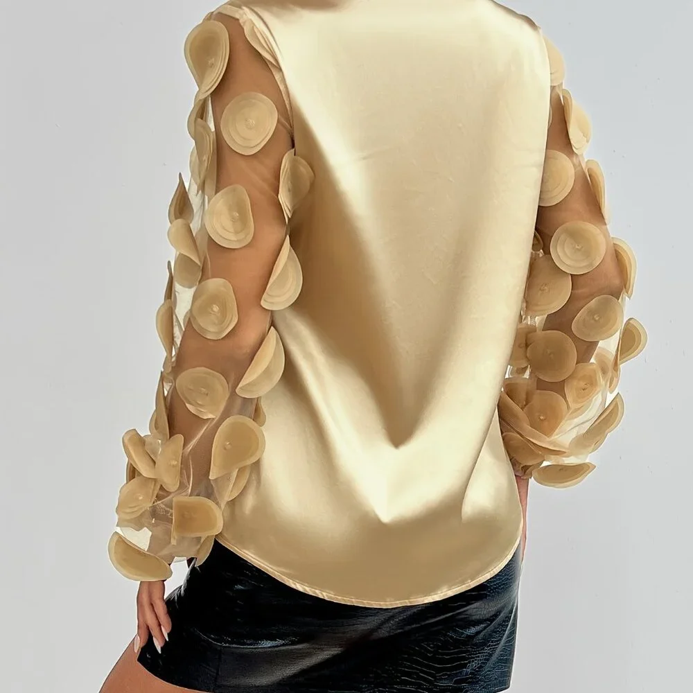 Chic Button Front Long Sleeve Blouse - Picture 7 of 7
